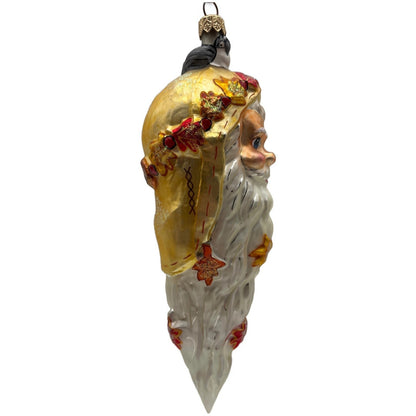 Christopher Radko Santa Cicle Glass Head Fall Leaves Christmas Ornament 997120