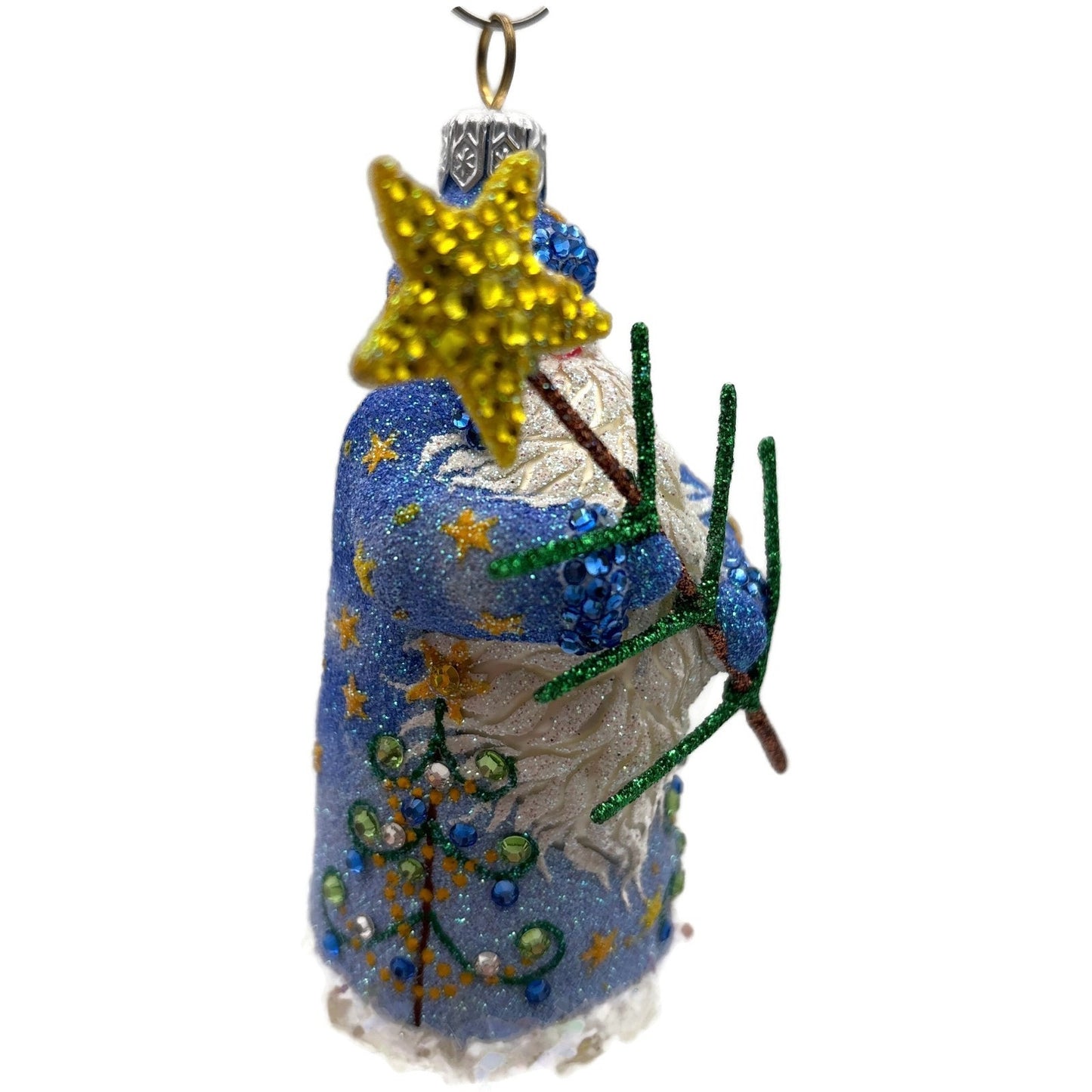 Patricia Breen Santa For Eric Blue Yellow Star Christmas Tree Ornament Milaegers