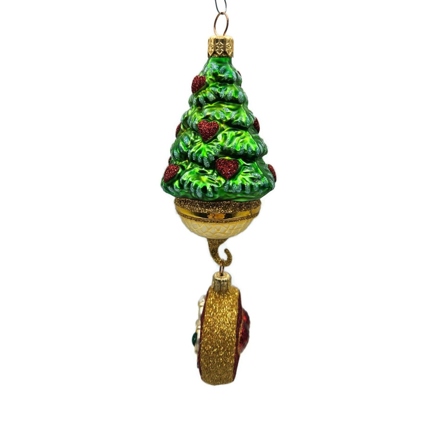 Patricia Breen Five Golden Rings Red Glittered Medallion Christmas Tree Ornament