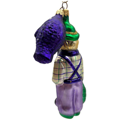 Patricia Breen Fisherboy And Fish Purple Fish Gold Stripe on Hat Summer Ornament