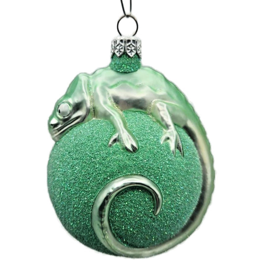 Patricia Breen Chameleon Mint Green Glittered Christmas Holiday Tree Ornament