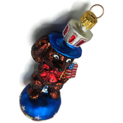 Christopher Radko Teddy For President Patriotic Bear Christmas Ornament July 4th