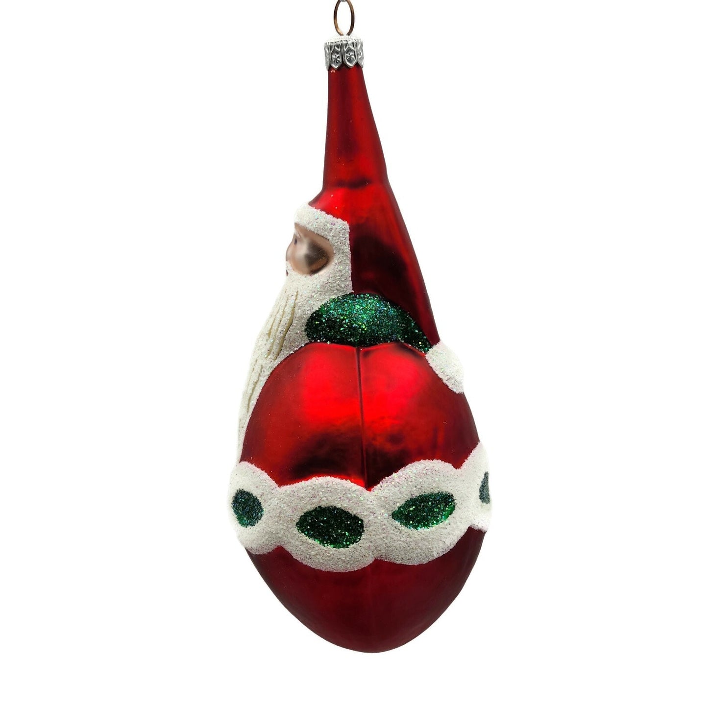Patricia Breen Faberge Santa Claus Matte Red Green Christmas Tree Ornament