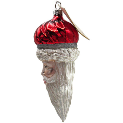 Patricia Breen Minsk Santa Red Shiny Santa Head Christmas Tree Ornament