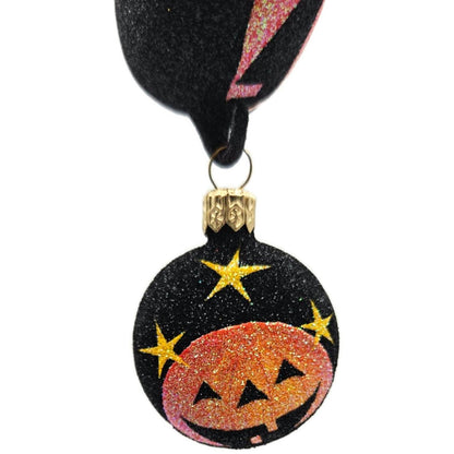 Patricia Breen Pumpkin Duo Medallion Black Stars Halloween Christmas Ornament