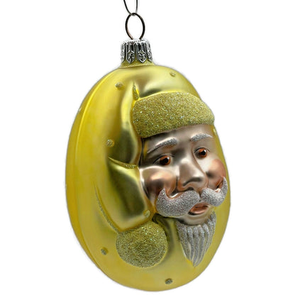 Patricia Breen Jelly Bean Santa Claus Yellow Matte Glittered Polka Dot Ornament
