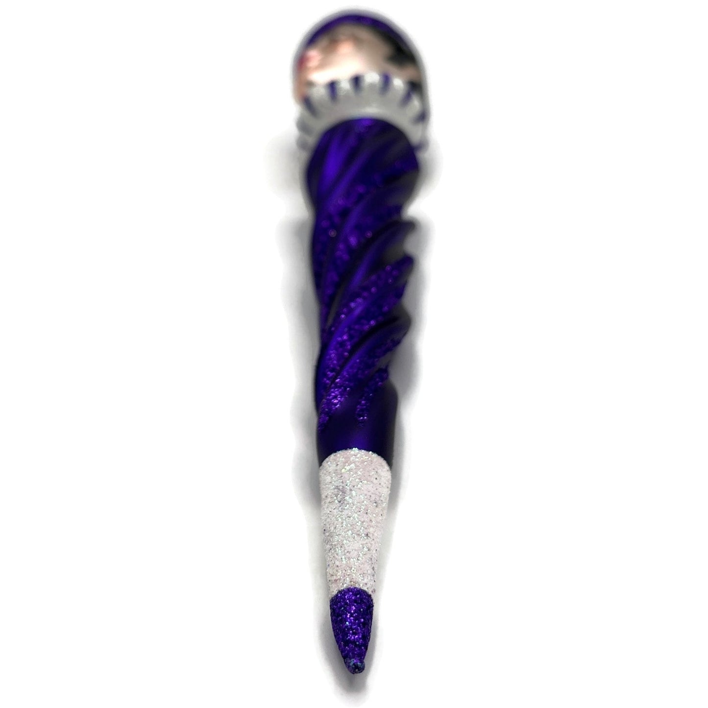 Patricia Breen French Twist Purple Glittered Stripes Monocle Christmas Ornament