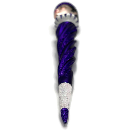 Patricia Breen French Twist Purple Glittered Stripes Monocle Christmas Ornament