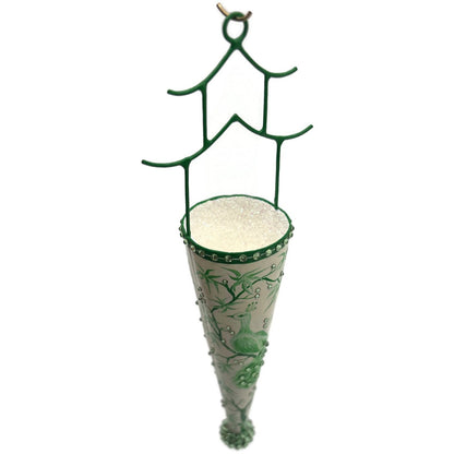 Patricia Breen Pagoda Cornucopia Peacock Chinoiserie Green Christmas Ornament