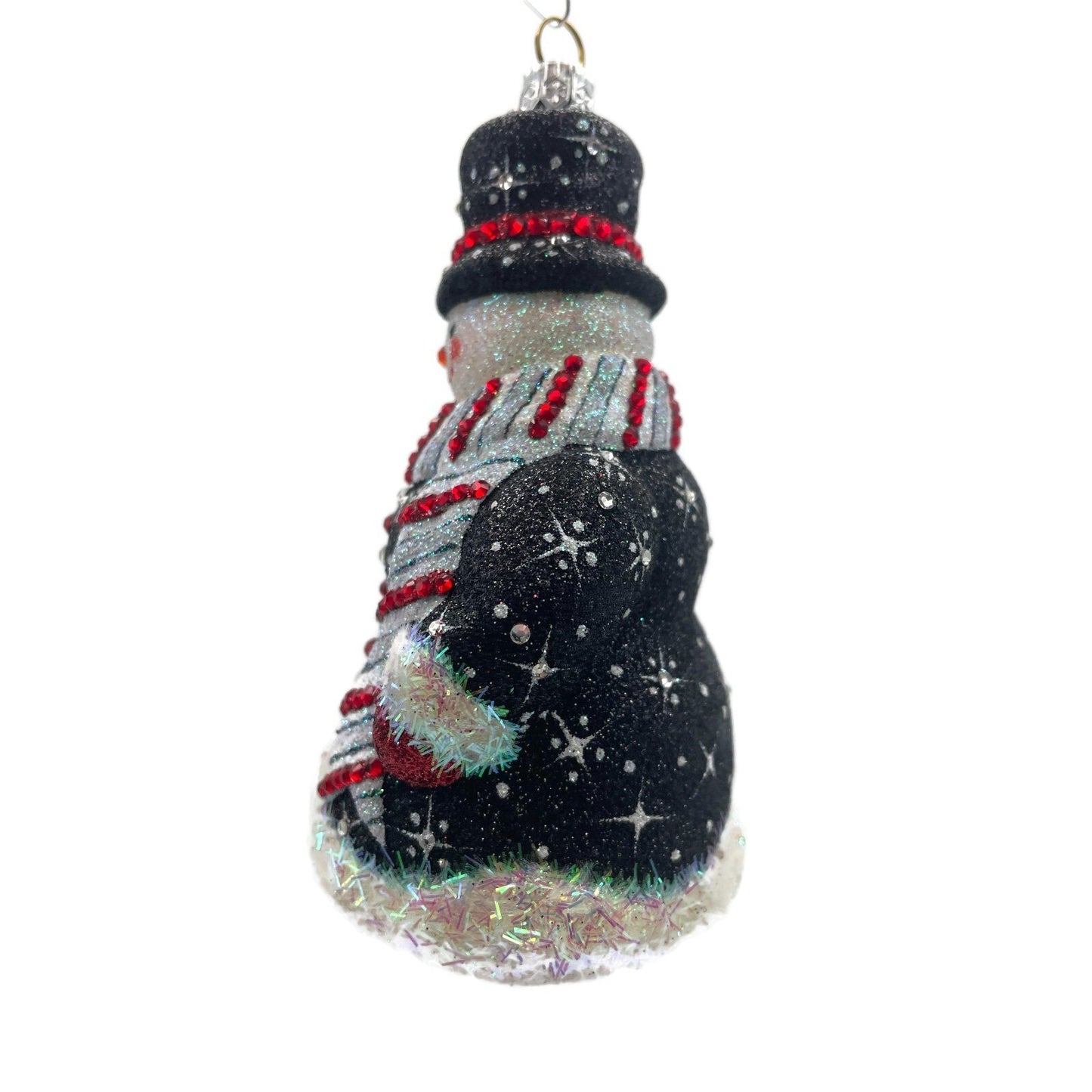 Patricia Breen Classical Snowman Black Striped Snowflakes Christmas Ornament