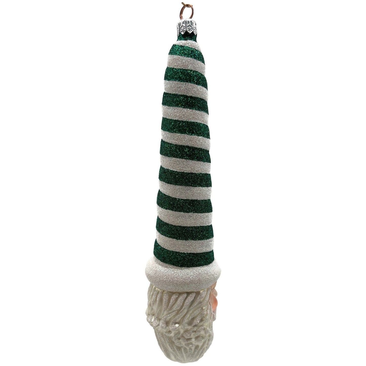 Patricia Breen Sucre Santa Green White Spearmint Striped Christmas Tree Ornament