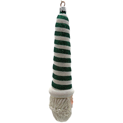 Patricia Breen Sucre Santa Green White Spearmint Striped Christmas Tree Ornament