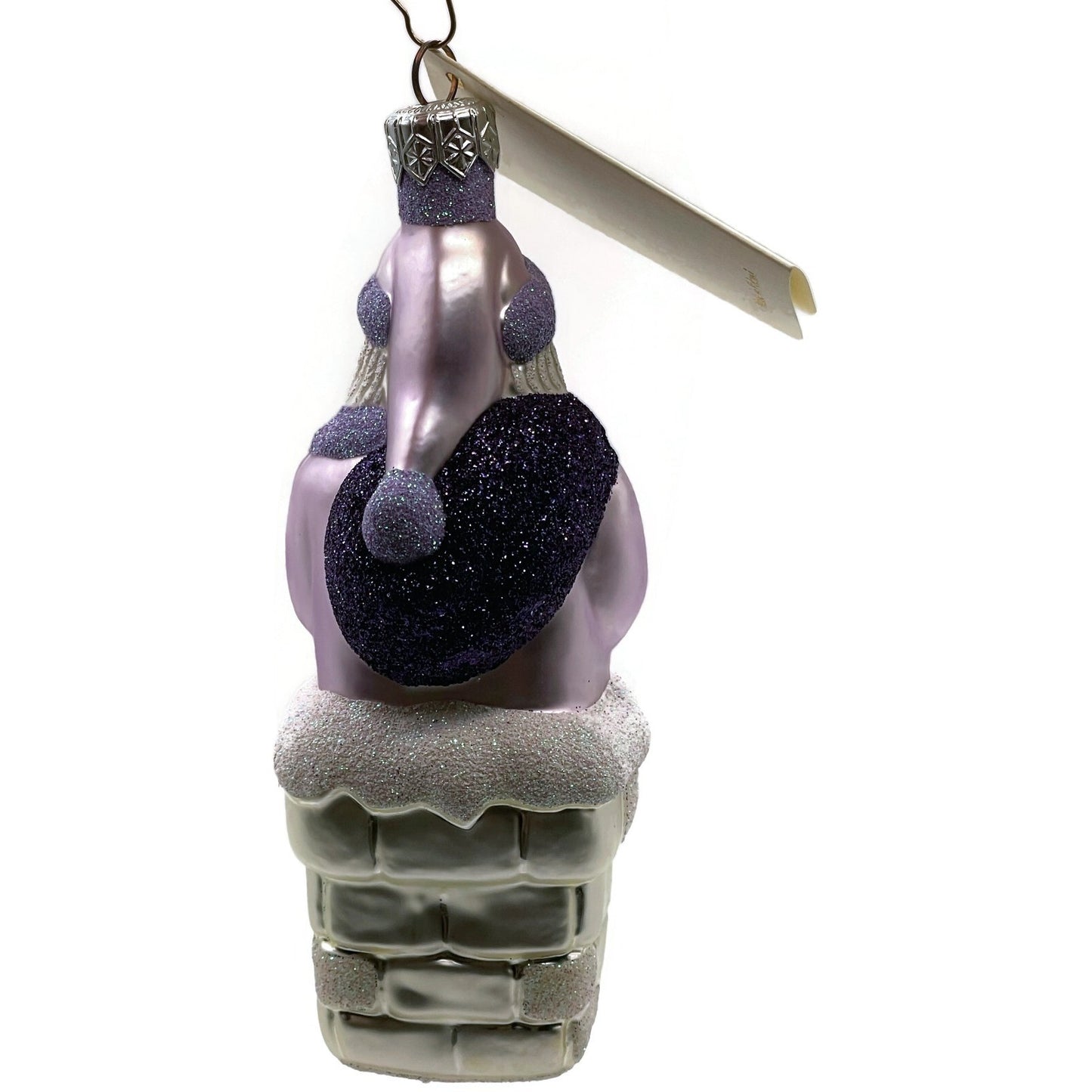 Patricia Breen Ornament Here Comes Santa Claus Lavender Silver Chimney Christmas