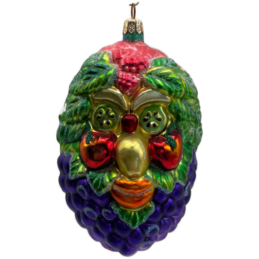 Patricia Breen Arcimbaldi Santa II Fruit Green Background Christmas Ornament
