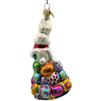 Christopher Radko Egg Hop Easter Bunny Egg Holiday Glass Ornament 004960