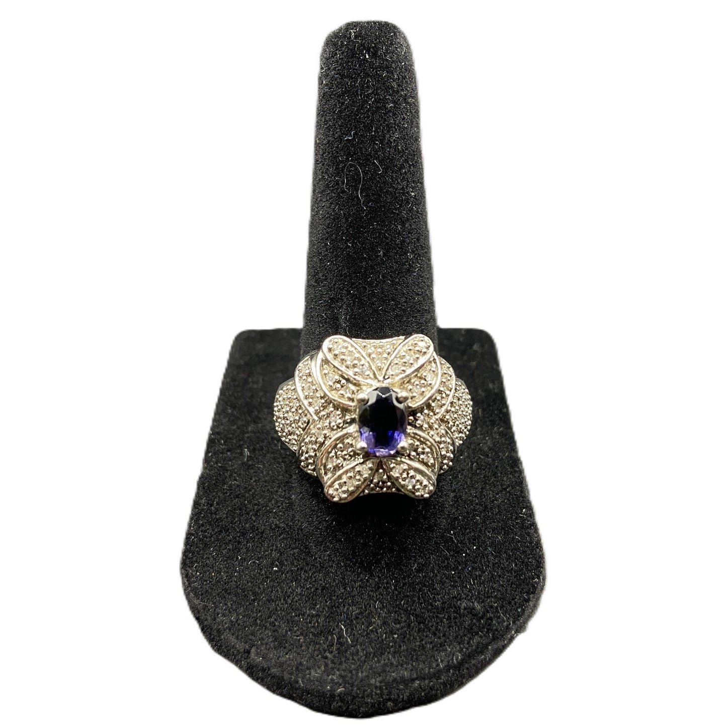 925 Sterling Silver Prong Set Tanzanite Gemstone Ring Made in Thailand Size 8