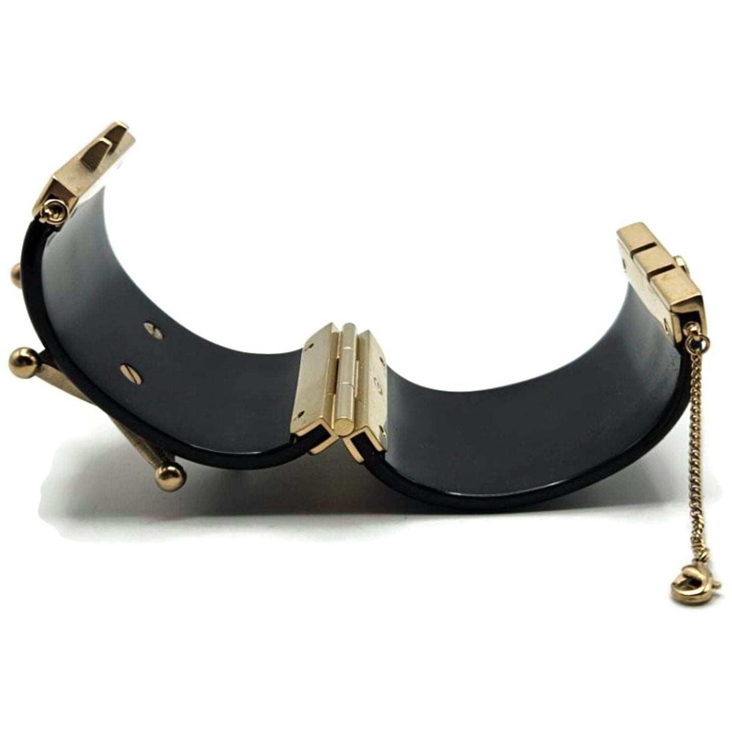 Co Co Chanel Paris Dallas Sheriff Star A A86470 Wide Cuff Black Gold Bracelet