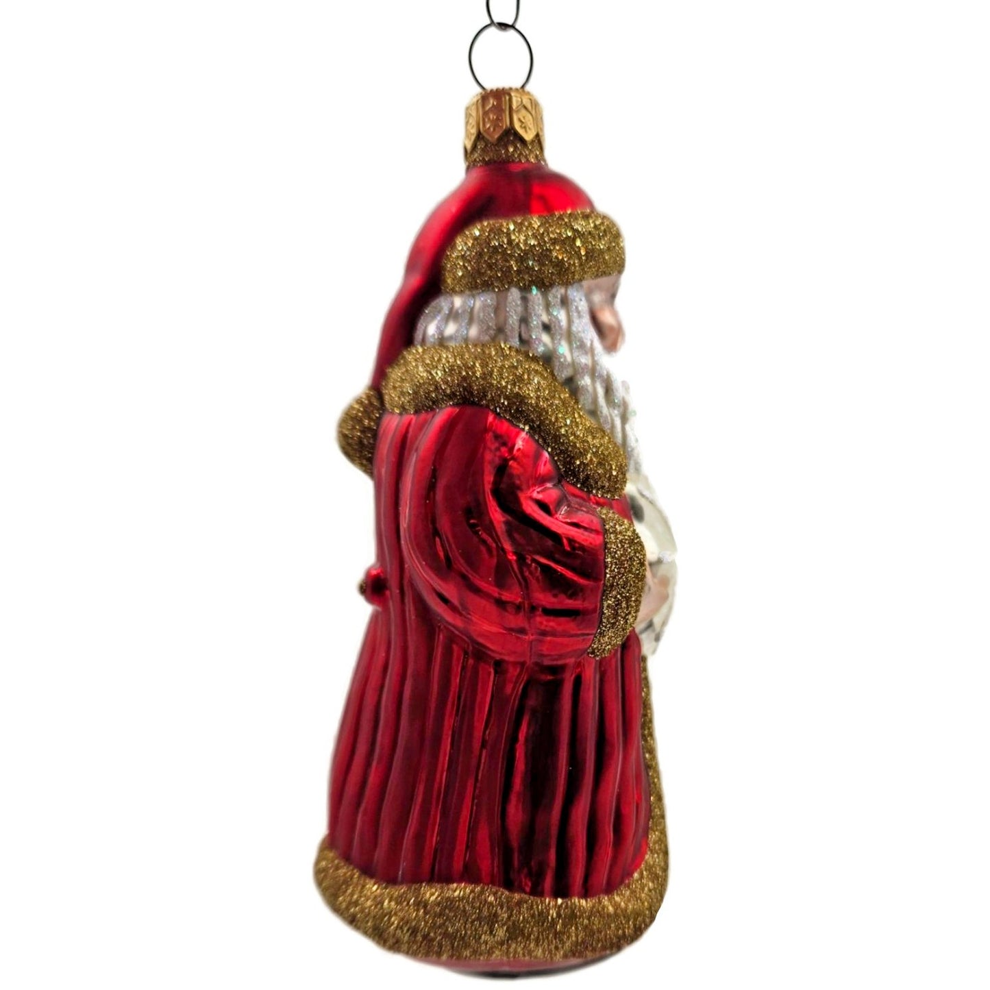 Patricia Breen Snowflake Santa Claus Red Gold Glittered Christmas Tree Ornament