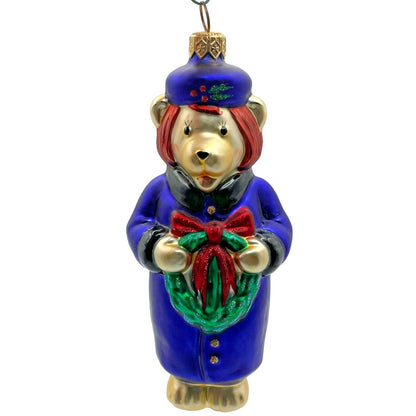 Patricia Breen Mama Bear Blue Hat Coat Holly Wreath Christmas Tree Ornament