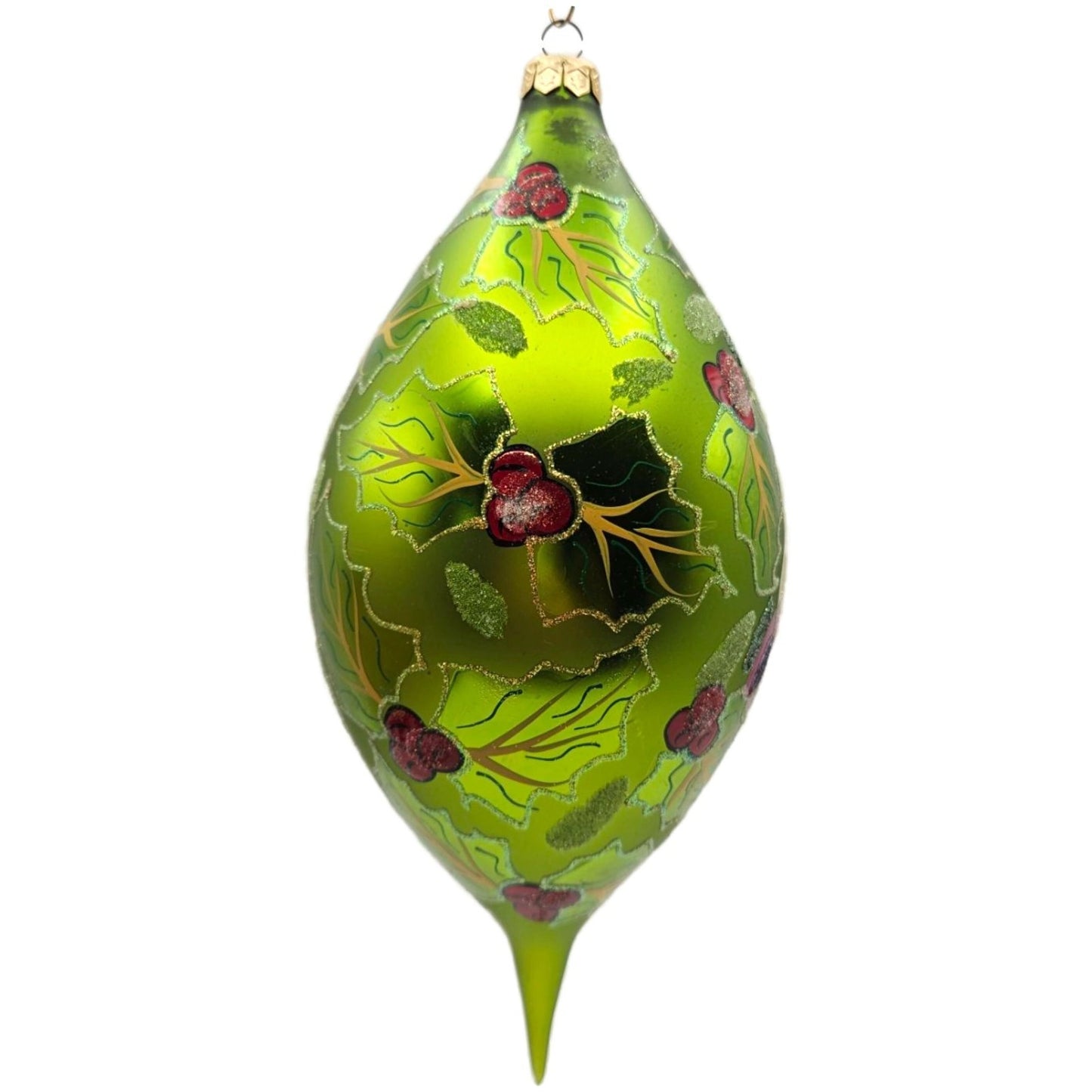 Christopher Radko Regency Santa Portraits Series Green Drop Christmas Ornament