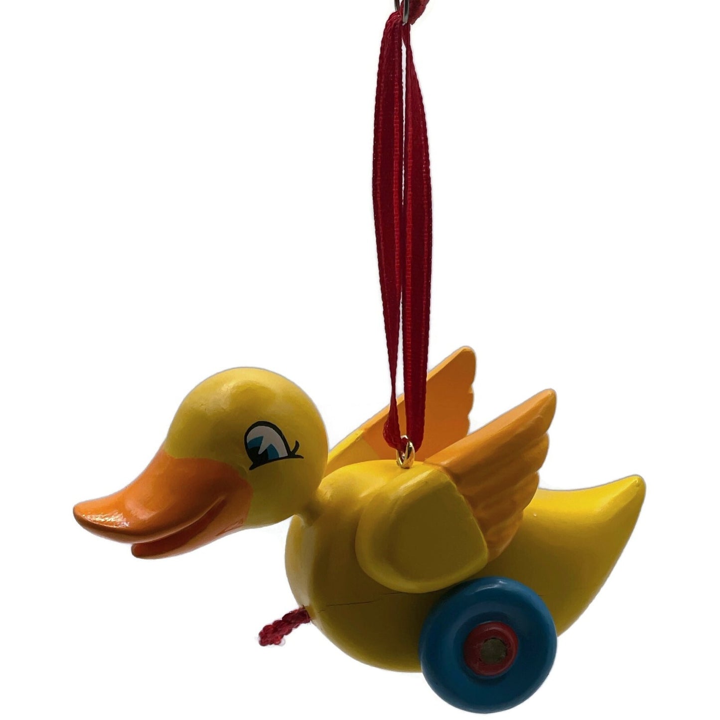 Hallmark Waddles 2001 Duck Pull Toy Wooden Yellow Keepsake Christmas Ornaments