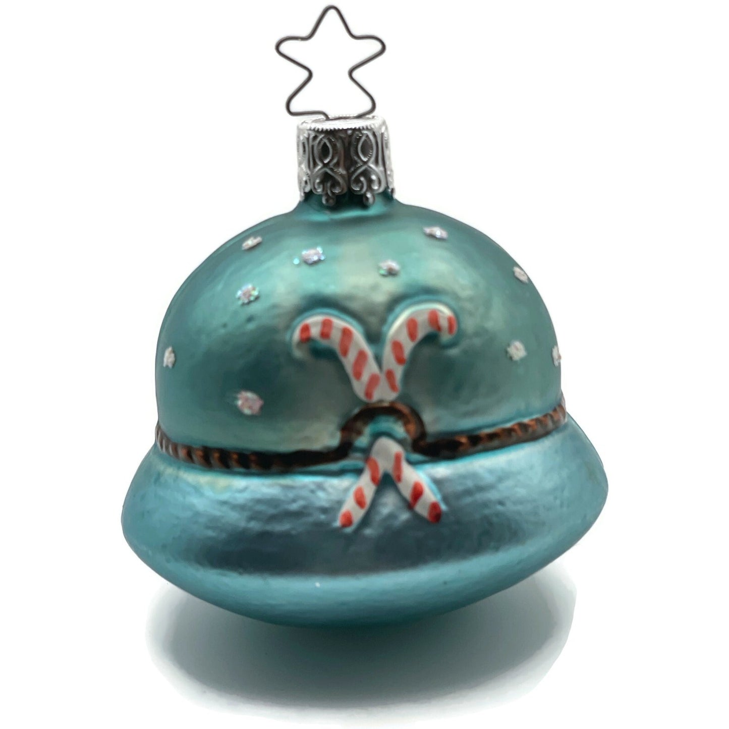 Inge Glass Ornament Christmas Cap Candy Canes Old World Christmas Tree Decor