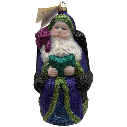 Larry Fraga Settling In Blue Santa Claus Purple Bear Christmas Tree Ornament