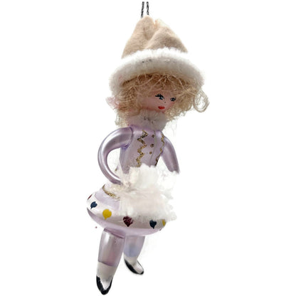 De Carlini Girl Skater With Muff White Hat Italian Glass Christmas Ornament