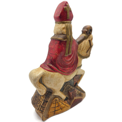Vaillancourt Small Dutch Saint Nicholas on Roof Chalkware Folk Art XMas Figurine
