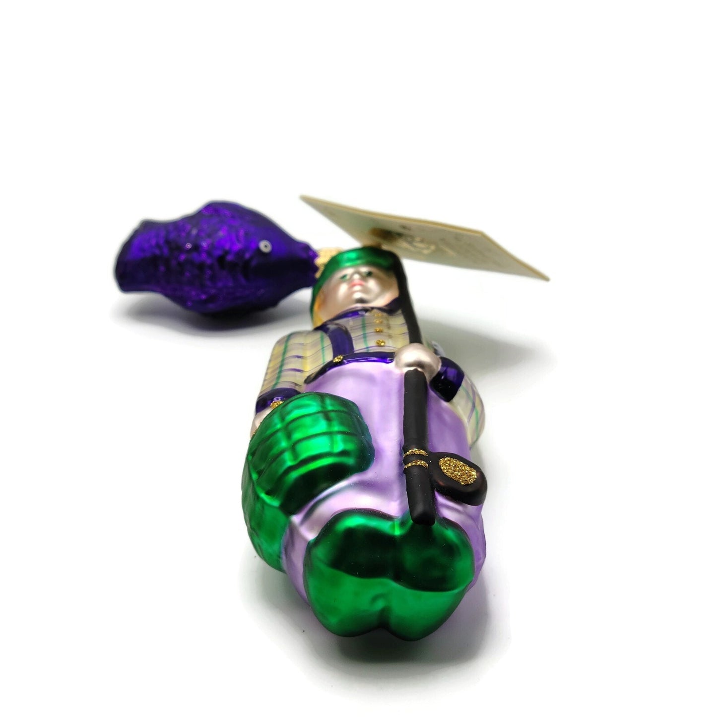 Patricia Breen Fisherboy and Fish Purple Summer Nautical Christmas Tree Ornament