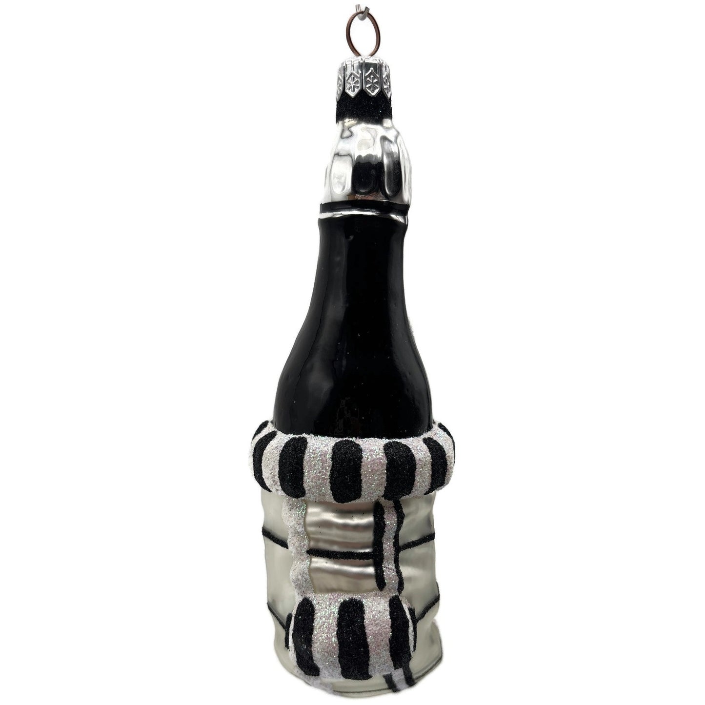 Patricia Breen Festive Stocking Black Silver Striped Christmas Tree Ornament NM