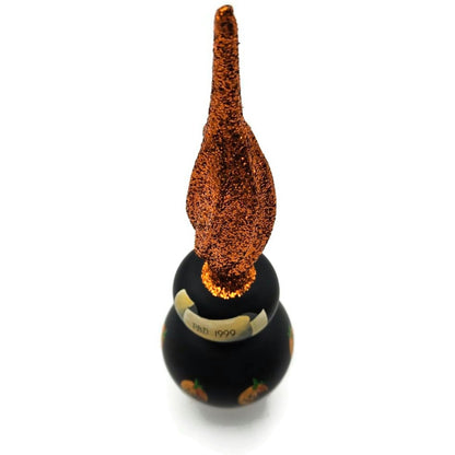 Patricia Breen Miniature Halloween Finial Black Orange Jack-o-Lantern Topper