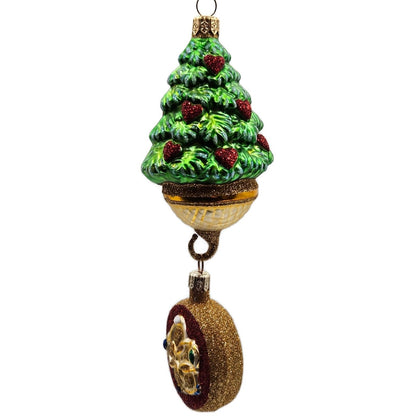 Patricia Breen Five Golden Rings Red Glittered Medallion Christmas Tree Ornament