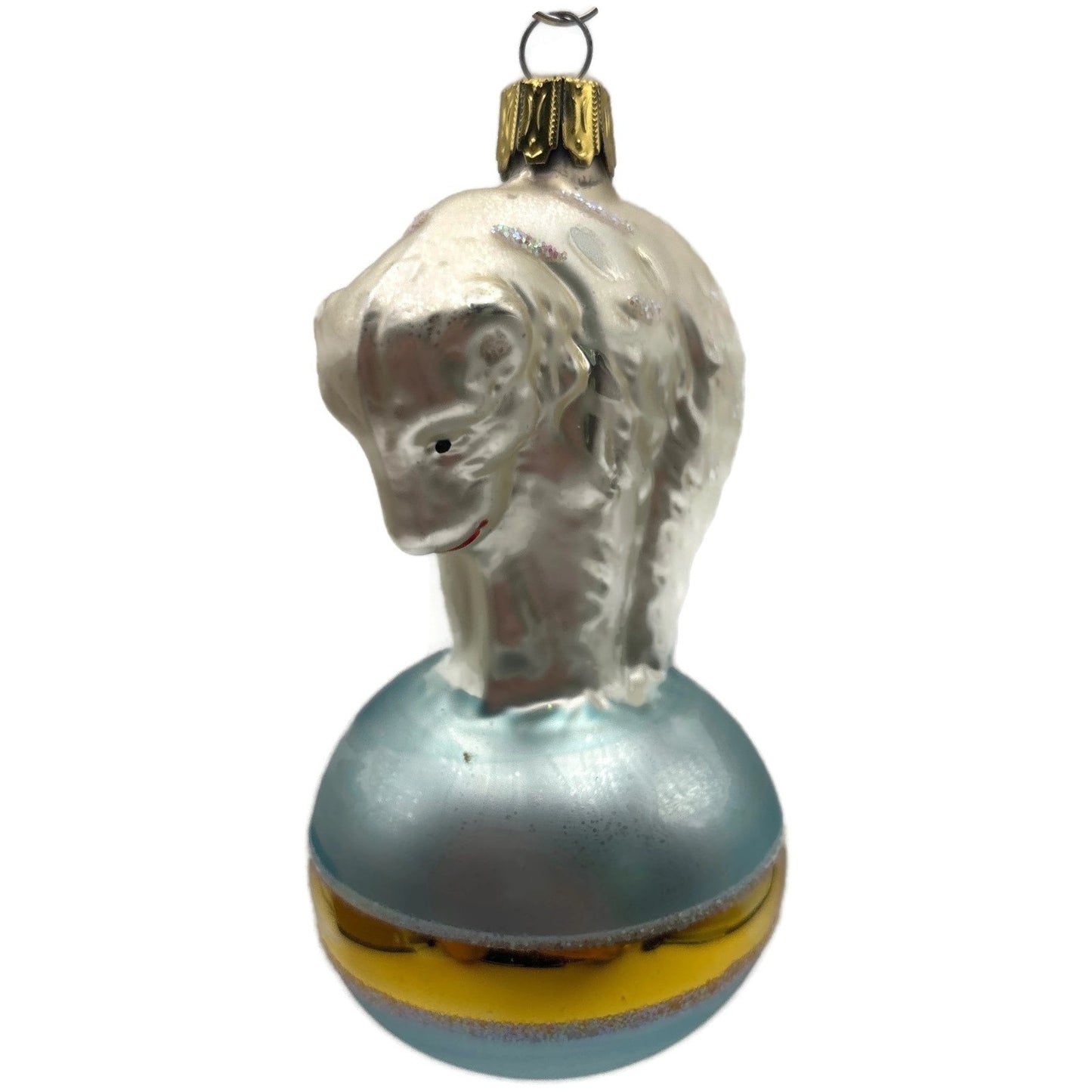 Christopher Radko Polar Bear Glass Christmas Ornament Blue Ball 92-184-0
