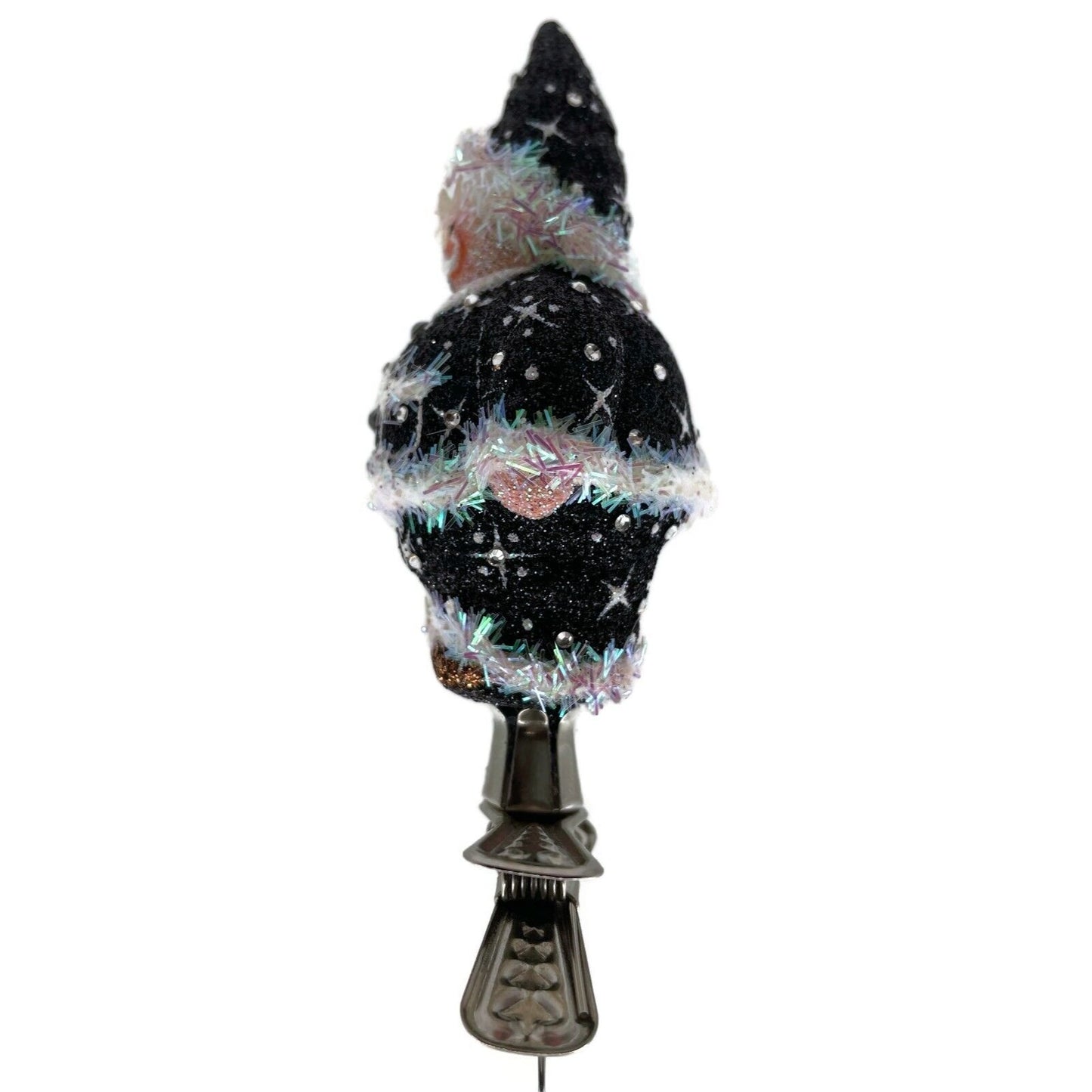 Patricia Breen Charming Claus Black Clip On Glitter Christmas Tree Ornament