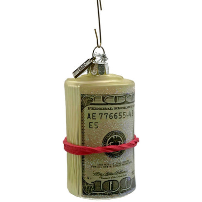 $100 Dollar Bills Money Cash Ornament Glass Benjamin Franklin Christmas Decor