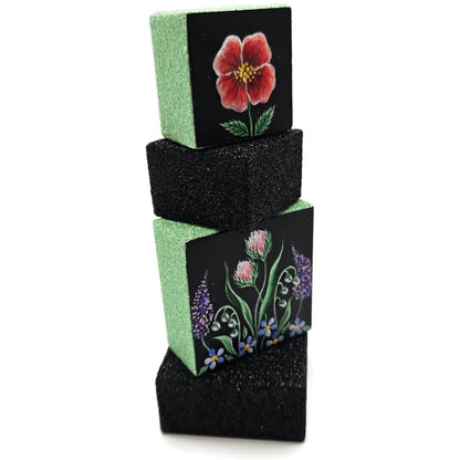 Patricia Breen Presenting Black Floral Blocks Free Standing Christmas Ornament