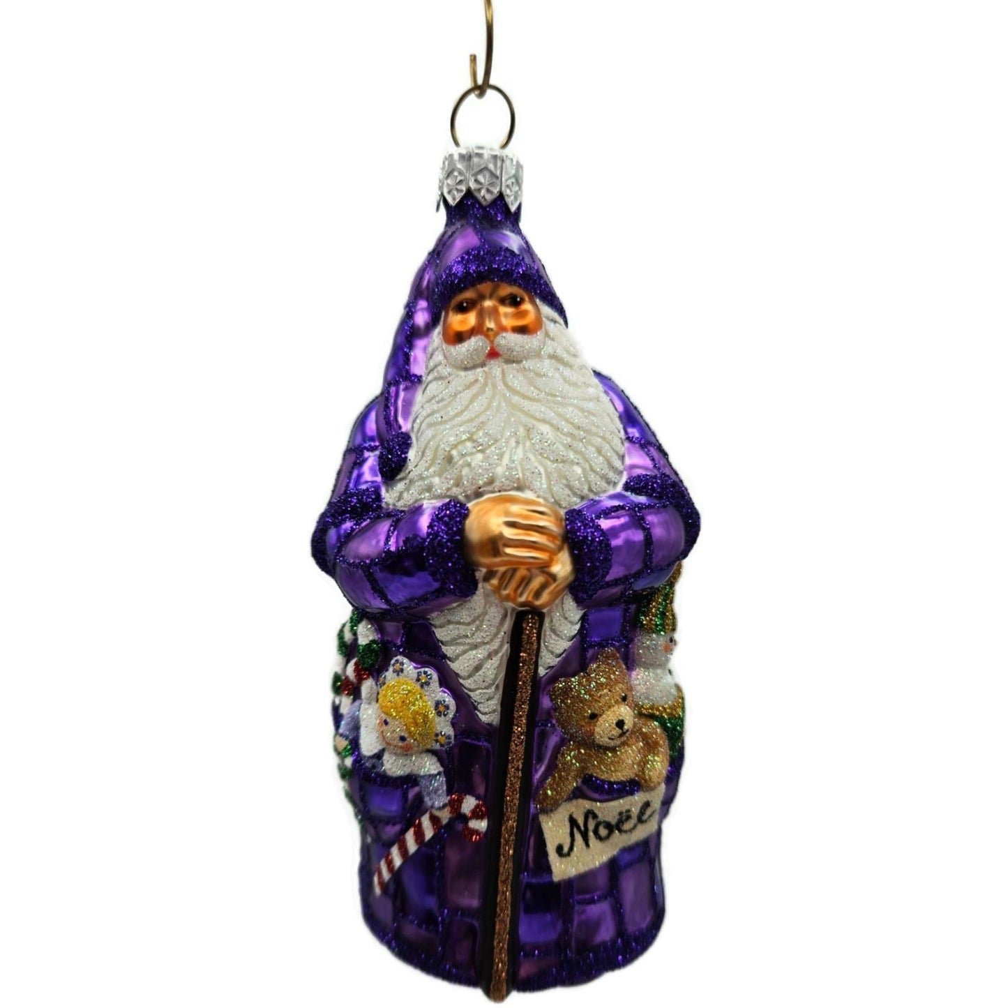 Patricia Breen Patchwork Santa Noel Purple Plaid Christmas Tree Ornament CATZ