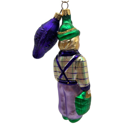 Patricia Breen Fisherboy And Fish Purple Fish Gold Stripe on Hat Summer Ornament