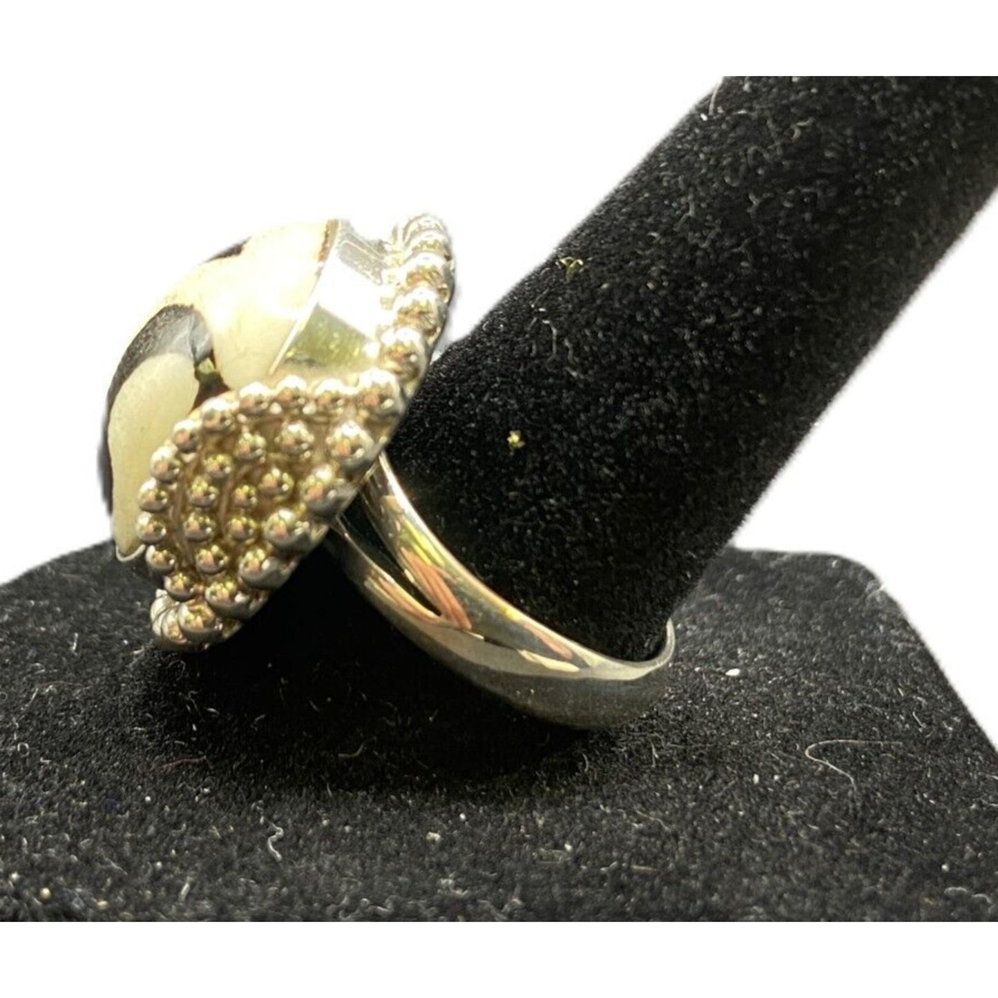 Zebra Jasper Cushion Cut Ring Crystal Sterling Silver Gold Plated Sejan Stamped
