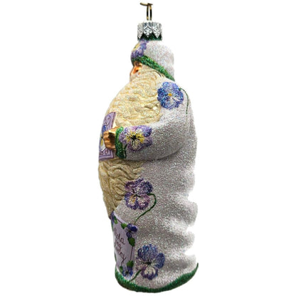Patricia Breen Sowing Time Pansies Lavender Santa Christmas Tree Ornament