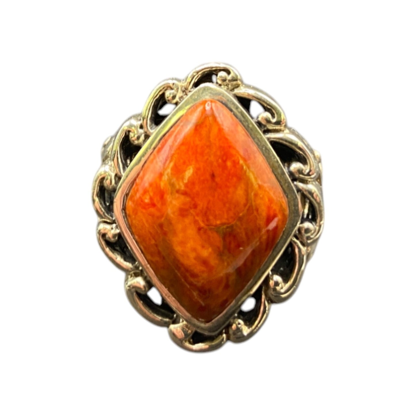 Orange Jasper Ring Gemstone 925 Sterling Silver Cocktail NK Thailand Size 8