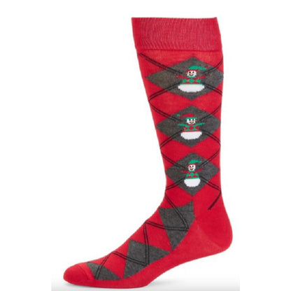 Davco Red Christmas Socks Snowman Argyle Pattern Holiday Stocking Stuffers