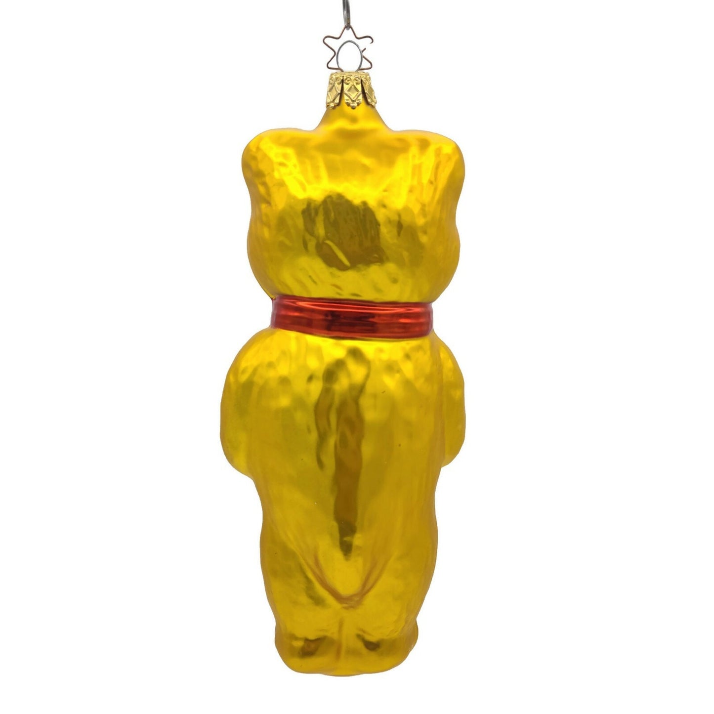 Old World Christmas Teddy Bear Red Bow Tie Gold Inge Glass Holiday Ornament