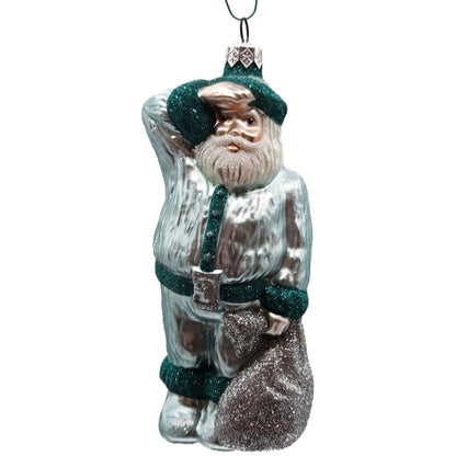 Patricia Breen A Santa for Thomas Turquoise Silver Bag Christmas Tree Ornament