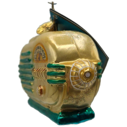 Christopher Radko Memory Waves Gold Vintage Radio Christmas Ornament Rare