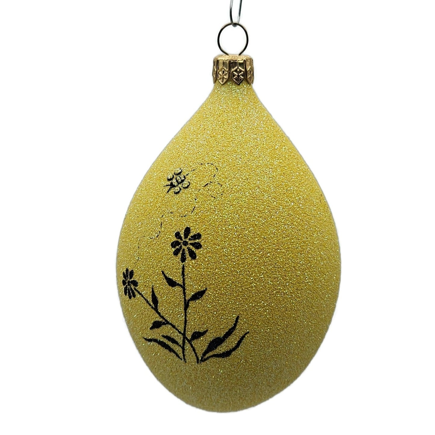 Patricia Breen Silhouette Egg Beeskep Bees Flower Yellow Easter Holiday Ornament