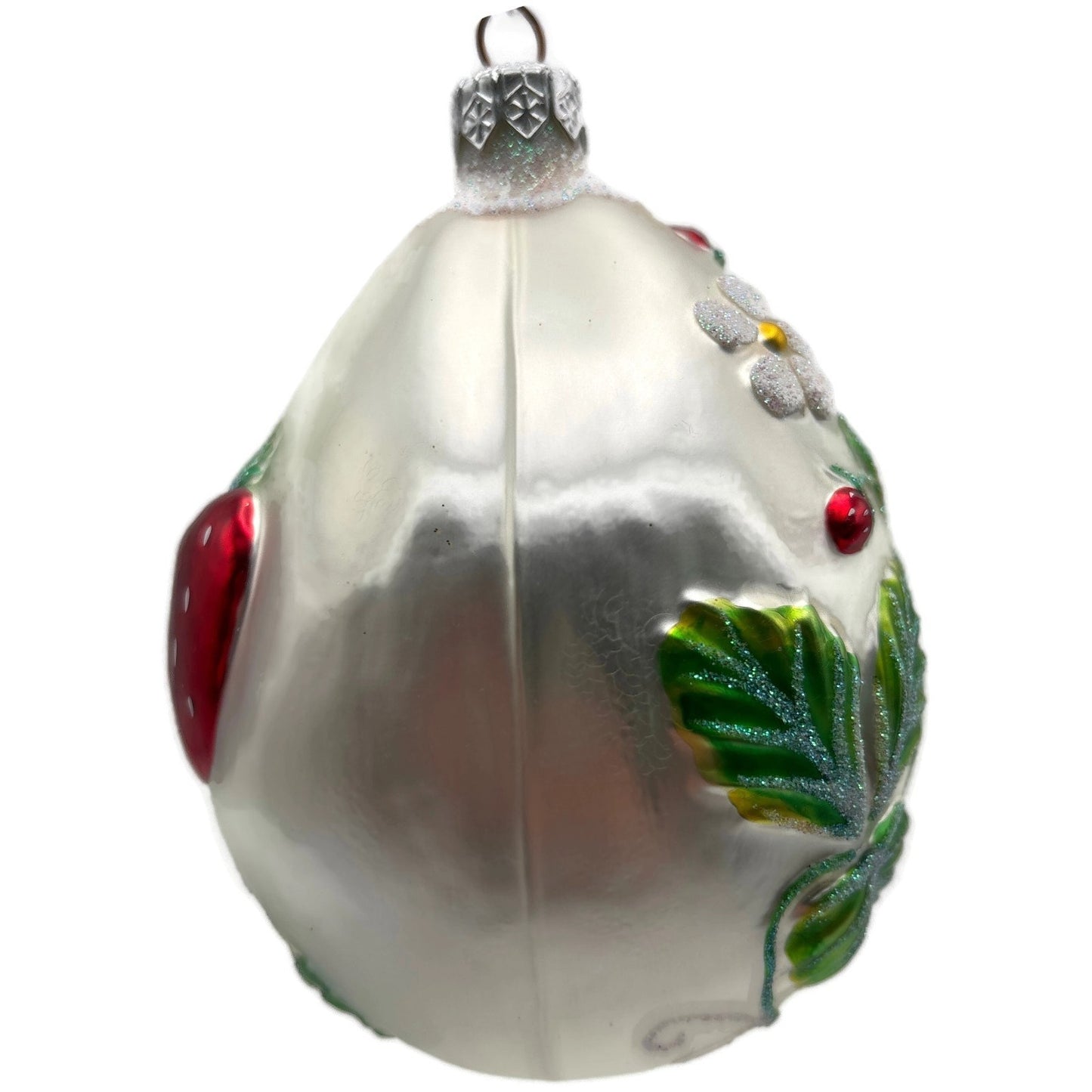 Patricia Breen Strawberry Egg Matte Fruit Green Pearl Red Easter Ornament NM