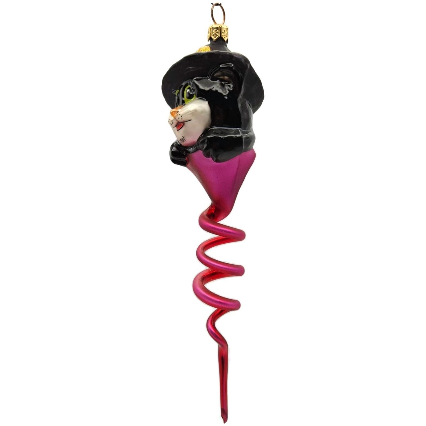 Christopher Radko Spiral Swirl Cat Hat Halloween Christmas Ornament 99-070-0