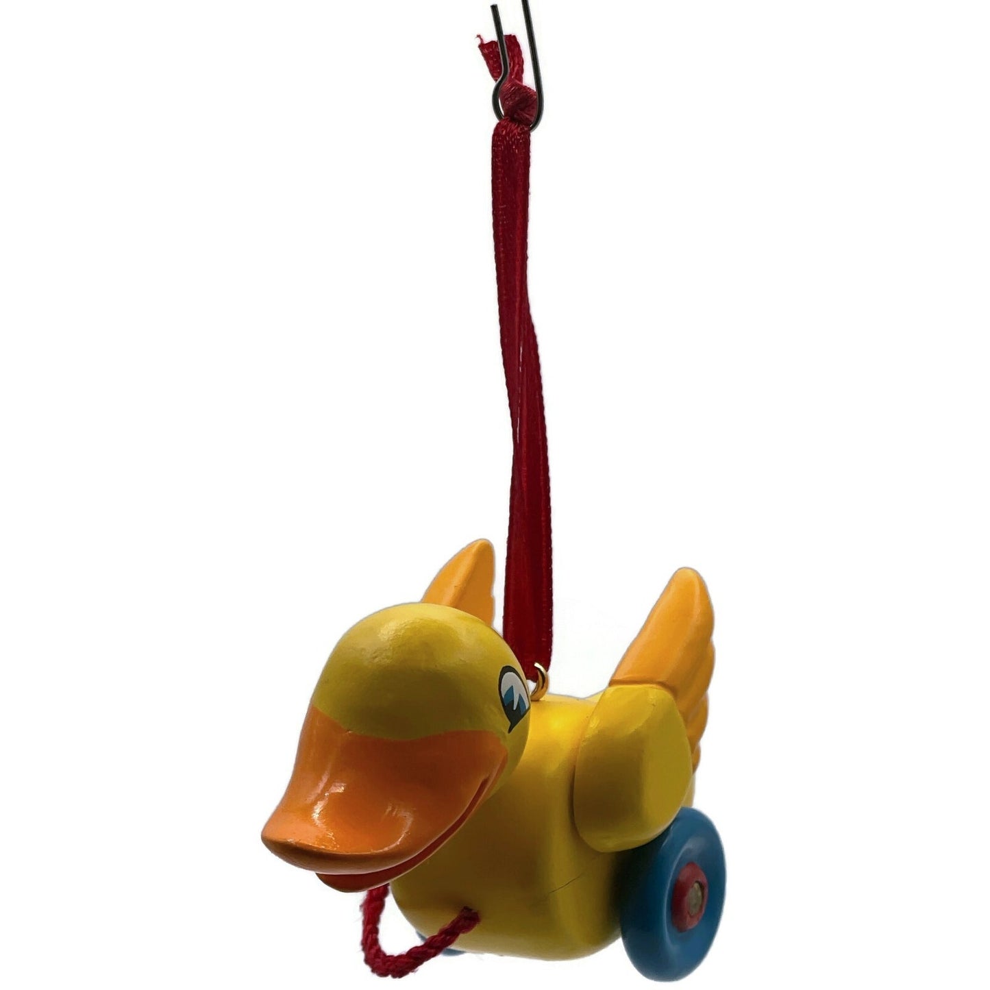 Hallmark Waddles 2001 Duck Pull Toy Wooden Yellow Keepsake Christmas Ornaments